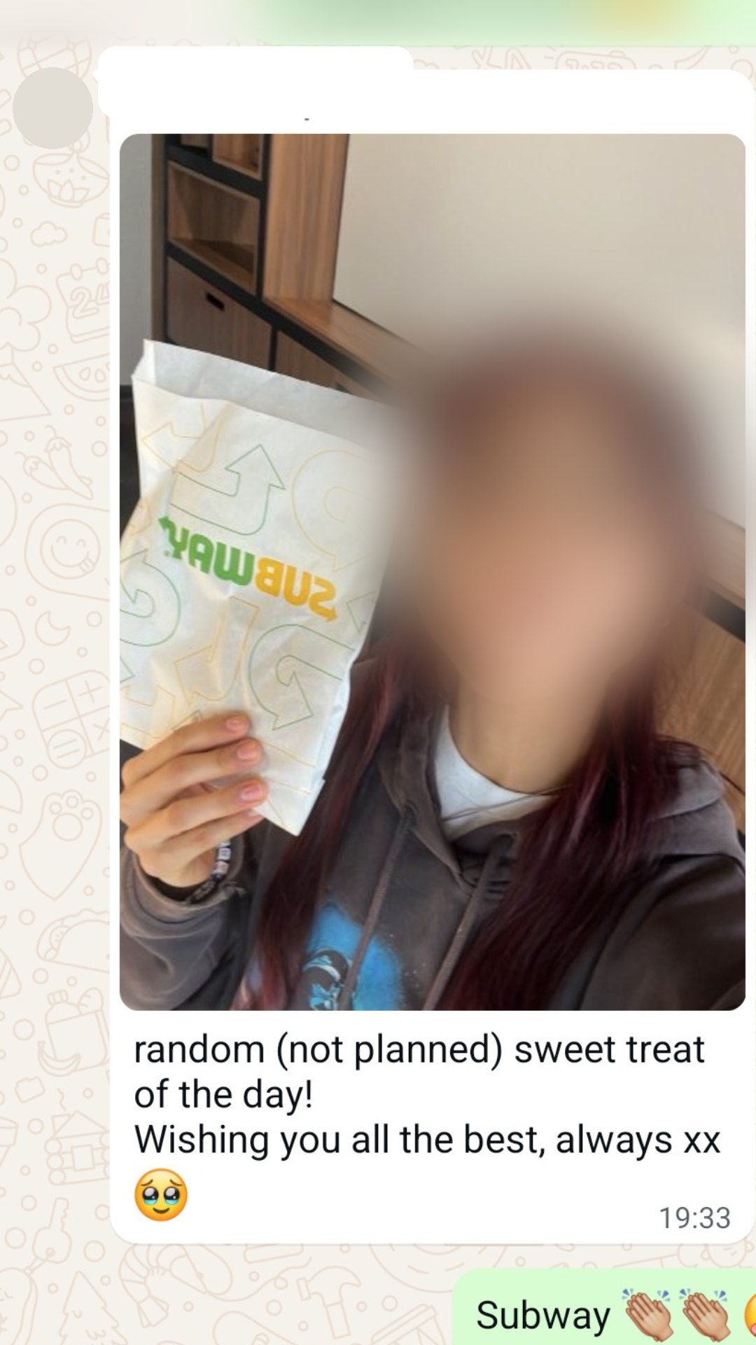 A member holding an unplanned sweet treat